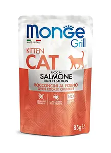 Вологий корм для кошенят Monge Cat Grill Kitten лосось 85 г 28 шт