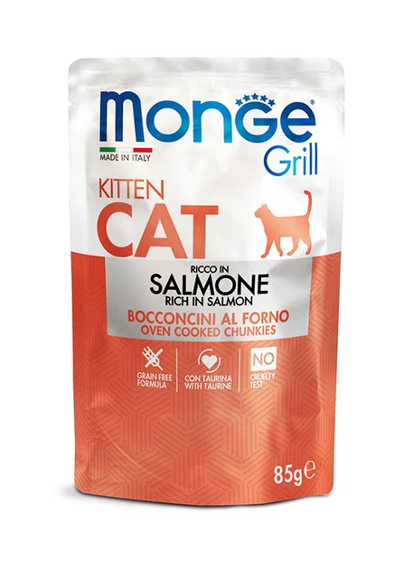 Вологий корм для кошенят Monge Cat Grill Kitten лосось 85 г 28 шт