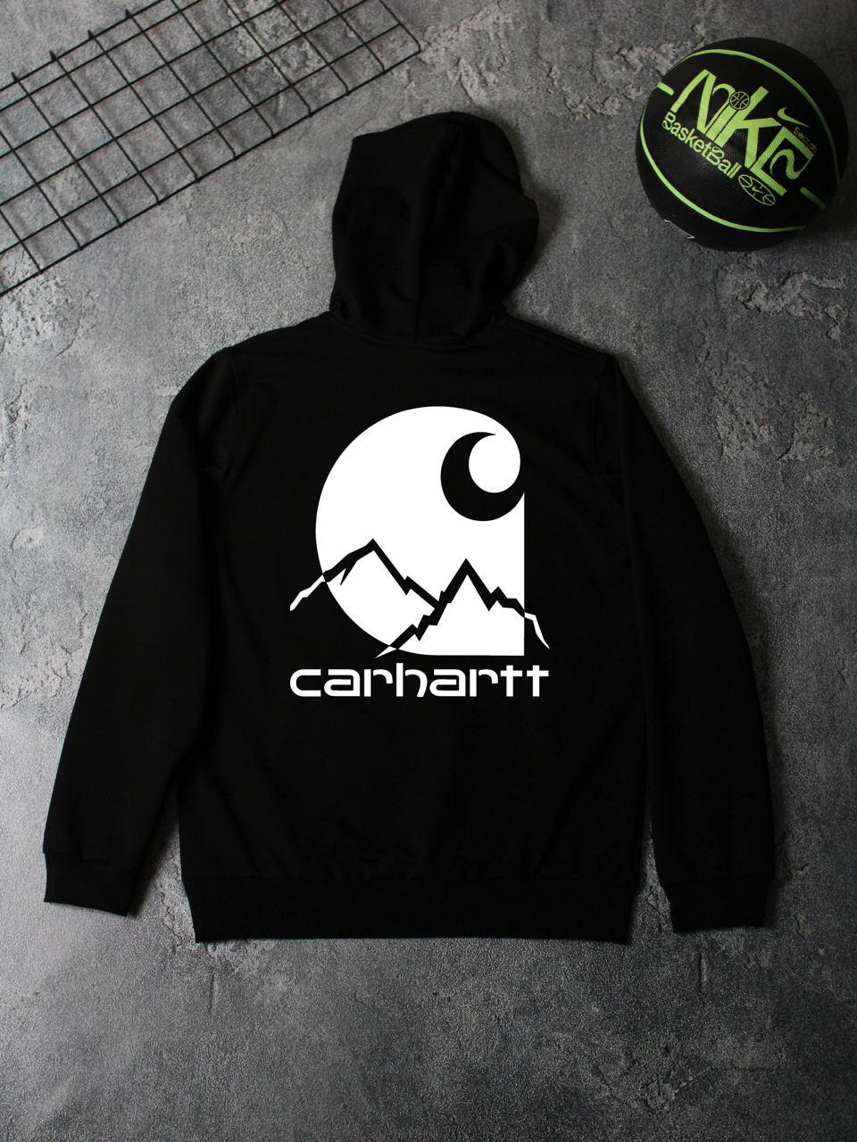Кофта чоловіча Carhartt осіння весняна толстовка з капюшоном худі кенгуру чорна