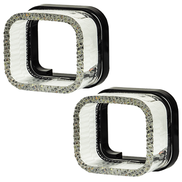 Маска декоративна для автомобільних фар DriveX MS i5-70S 1.5" DRL W+Y з вбудованою підсвіткою, фото 1