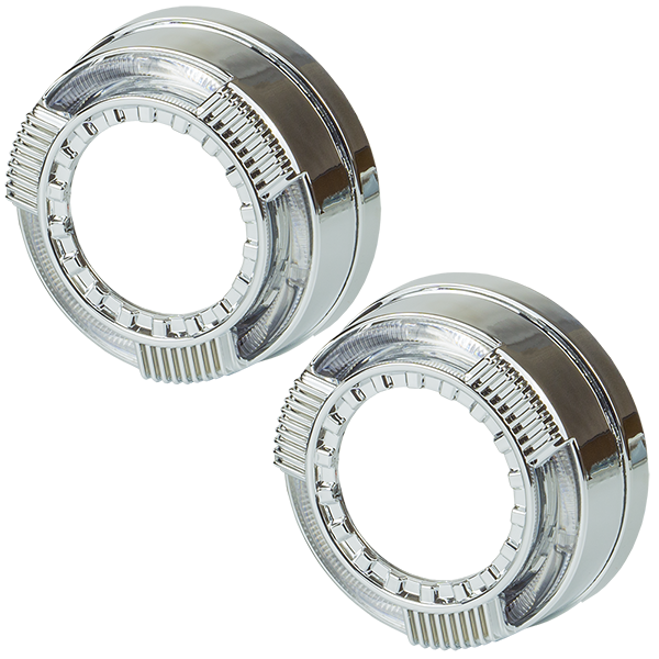 Маска декоративна для автомобільних фар DriveX MS A-101 3.0" Silver White+Yellow з вбудованою підсвіткою