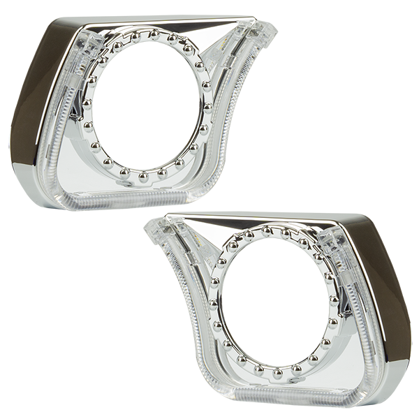 Маска декоративна для автомобільних фар DriveX MS A-102 3.0" Silver White+Yellow з вбудованою підсвіткою