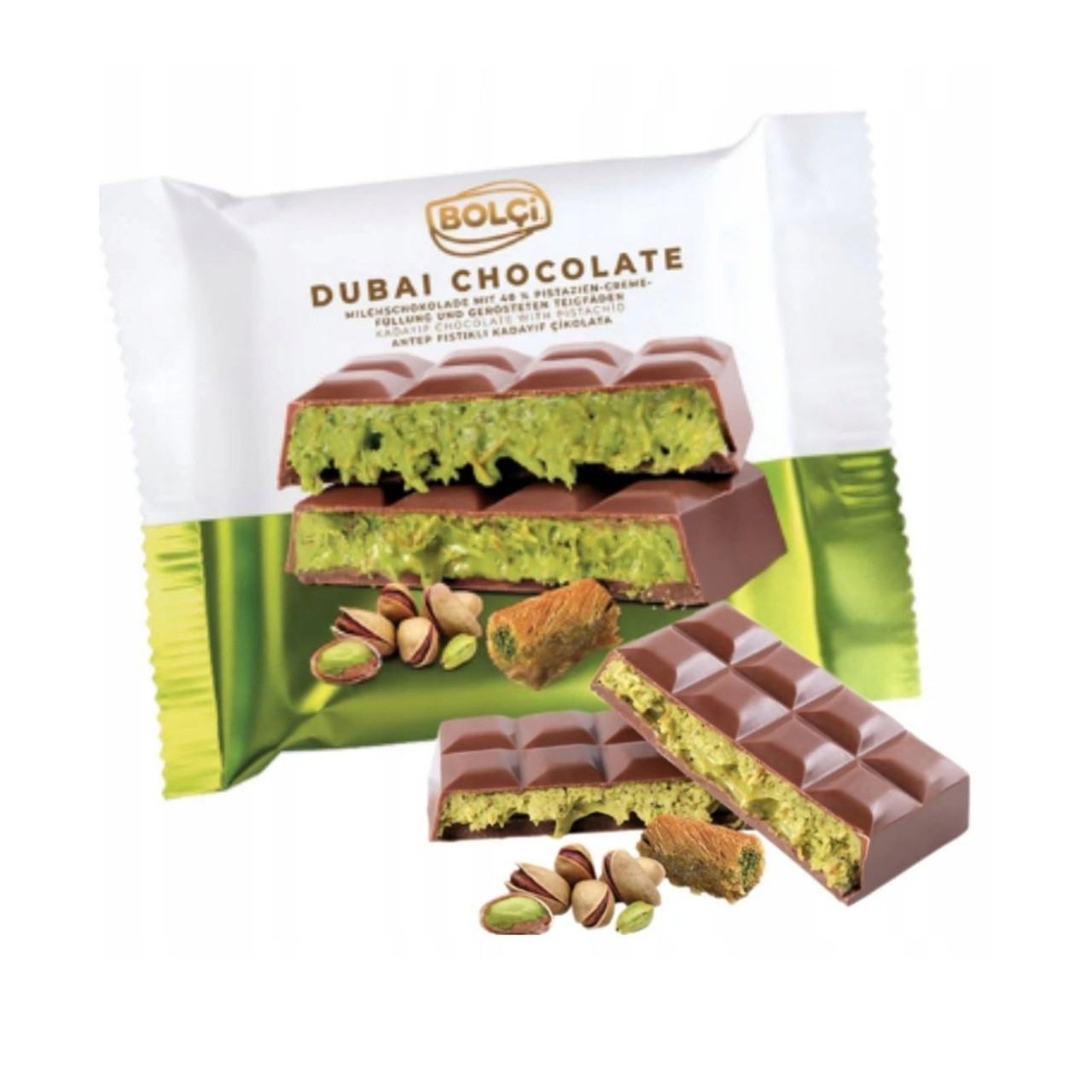 Дубайський шоколад Dubai Chocolate Bolci, з фісташковою пастою 100 г., фото 1