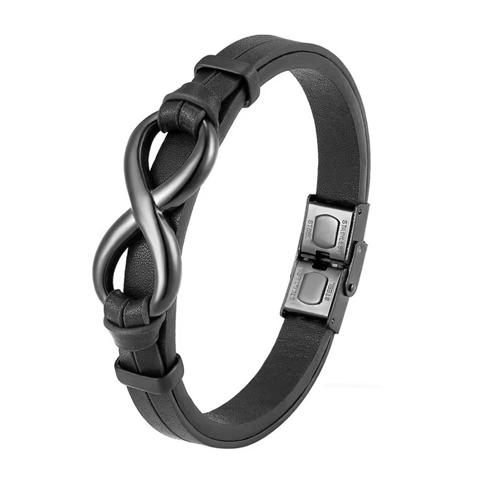 Браслет шкіряний "Infinity" Type I2 20 см Black