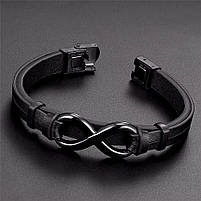 Браслет шкіряний "Infinity" Type I2 20 см Black, фото 6