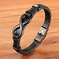 Браслет шкіряний "Infinity" Type I2 20 см Black, фото 4