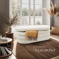 Містка м'яка банкетка з букле кремово-білого кольору Altu