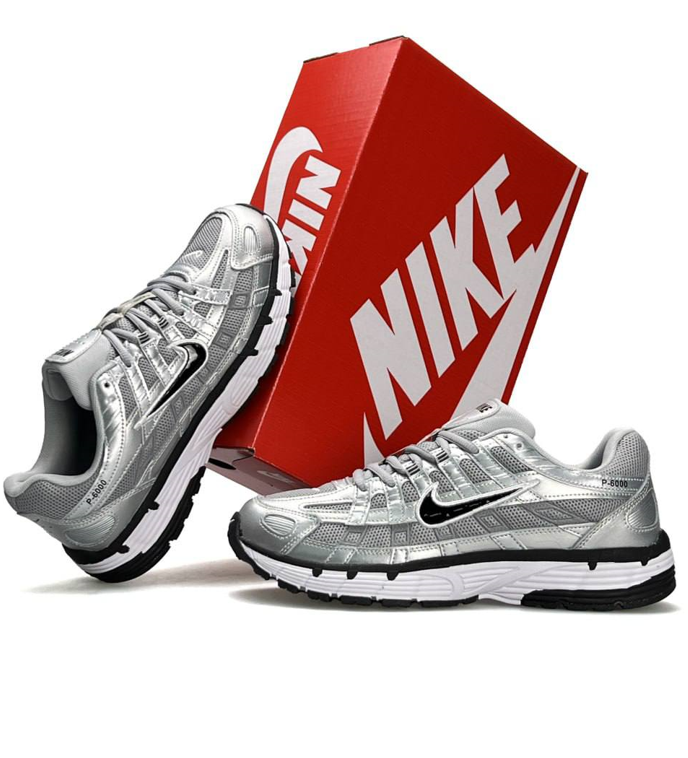 Чоловічі жіночі кросівки Nike P-6000 metallic silver Найк сріблясті молодіжні стильні якісні на шнурівці зручні піна В'єтнам