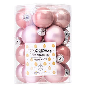 Набір скляних ялинкових куль "Чарівний Сезон" (4 см * 20 шт, рожевий мікс)  ELISEY