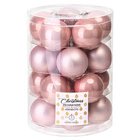 Набір скляних ялинкових куль "Тепло Різдва" (6 см * 20 шт, рожевий мікс) ELISEY