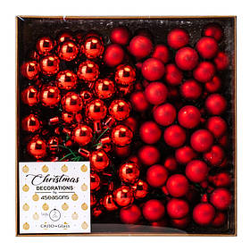 Набір скляних ялинкових куль "Зимові ягідки" (2 см * 144 шт, червоний мікс) ELISEY
