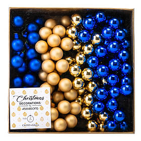 Набір скляних ялинкових куль "Зимові ягідки" (2 см * 144 шт, синьо-золотий мікс) ELISEY
