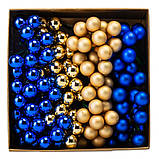 Набір скляних ялинкових куль "Зимові ягідки" (2 см * 144 шт, синьо-золотий мікс) ELISEY, фото 2