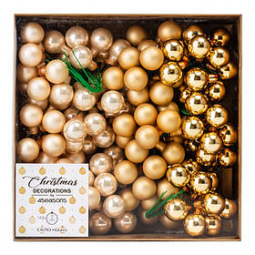 Набір скляних ялинкових куль "Зимові ягідки" (2 см * 144 шт, рожево-золотий мікс) ELISEY