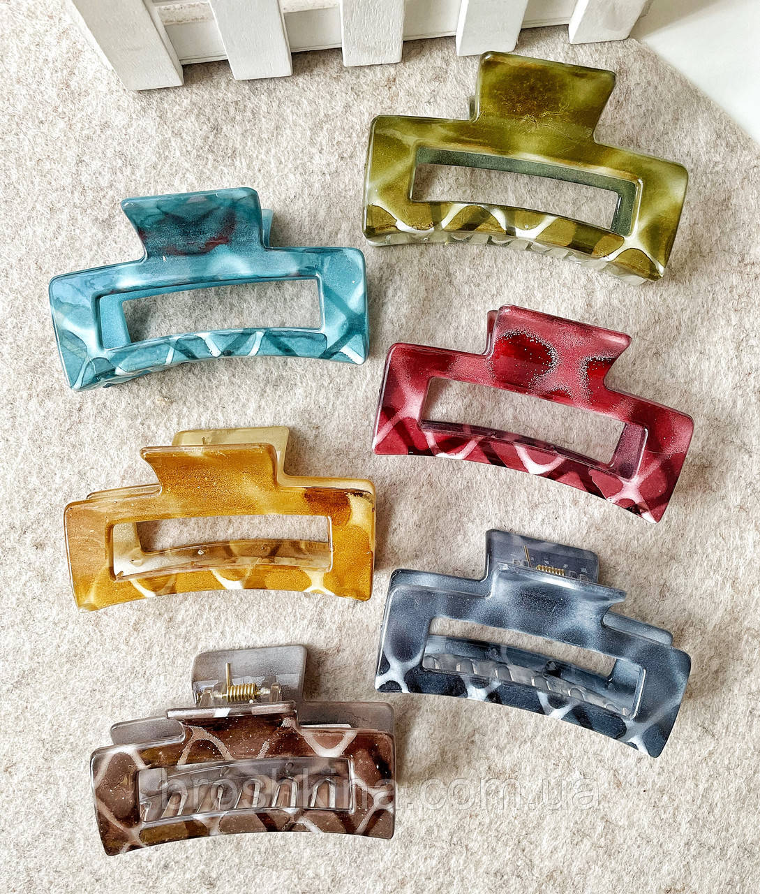 Краби для волосся пластикові 8.5*4 см 12 шт/уп оптом, фото 1