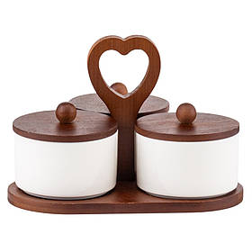 Набір ємностей для зберігання з бамбуковою кришкою "Тріо гармонії", 21*20,5 см ELISEY