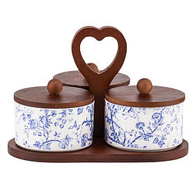 Набір ємностей для зберігання з бамбуковою кришкою  "Серце Провансу", 21*20,5 см ELISEY