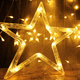 Гірлянда-штора "Зірки", 140 LED, жовта, від електромережі ELISEY