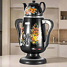 Електричний самовар 2в1, на 3,5л із заварним чайником 0,6л, R7118B, Чорний / Електросамовар / Чайник самовар, фото 2