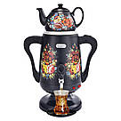 Електричний самовар 2в1, на 3,5л із заварним чайником 0,6л, R7118B, Чорний / Електросамовар / Чайник самовар, фото 3