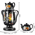 Електричний самовар 2в1, на 3,5л із заварним чайником 0,6л, R7118B, Чорний / Електросамовар / Чайник самовар, фото 10