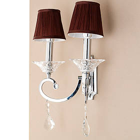 Бра з коричневим абажуром і кристаллами (2 лампи) ELISEY