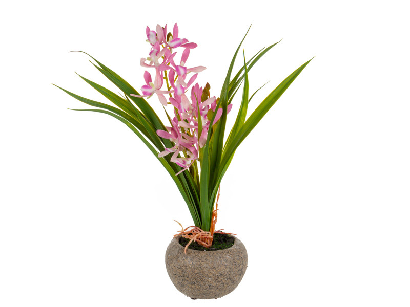 Штучна рослина орхідея рожева 40х10х30 см (пластик / поліестр / цемент), фото 1