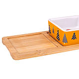 Набір піал на бамбуковій підставці "Святкова магія", 28,5*10 см ELISEY, фото 4