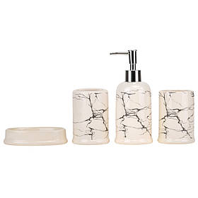 Набір для ванної кімнати "Естетика мармуру", білий, 18 см ELISEY