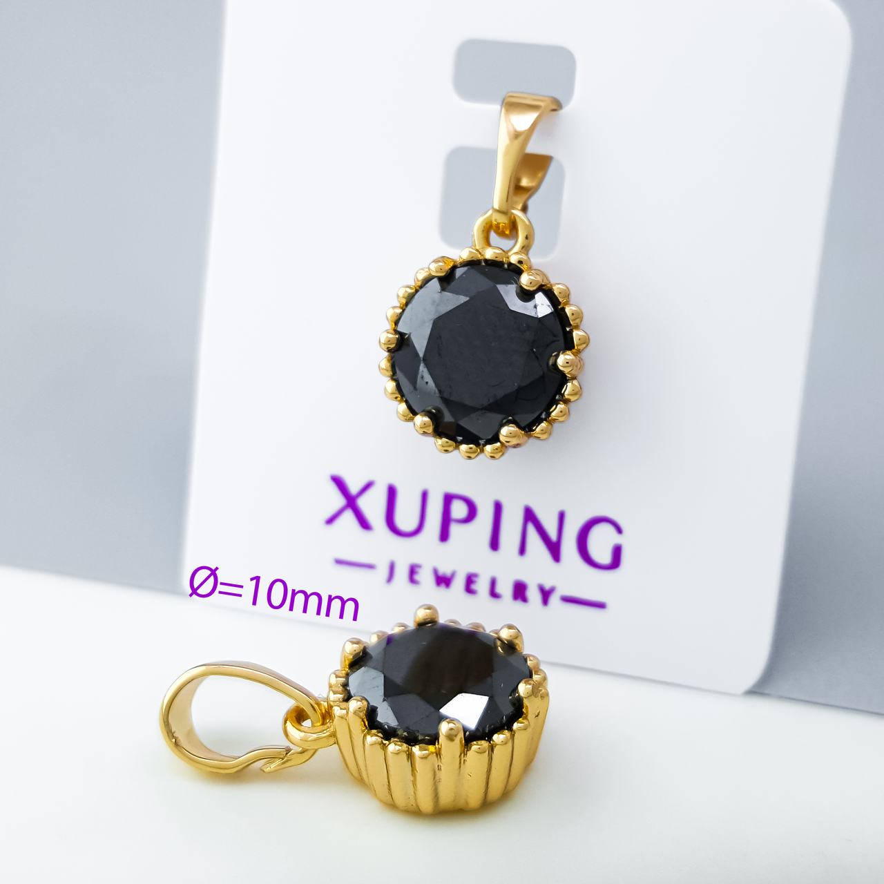 Кулон "Класика" з чорним цирконієм, медичне золото Xuping 18К, фото 1