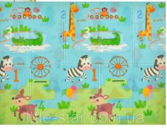 Дитячий розвиваючий термоковрик 180*200*1 см для повзання, двосторонній, складаний