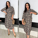 Кавове плаття на ґудзиках зі штапелю з абстрактним принтом, фото 2