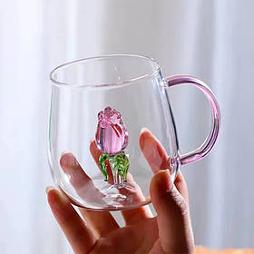 Скляна кружка з фігуркою “Троянда”, 280 мл ELISEY