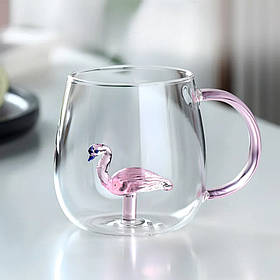 Скляна кружка з фігуркою “Фламінго”, 280 мл ELISEY