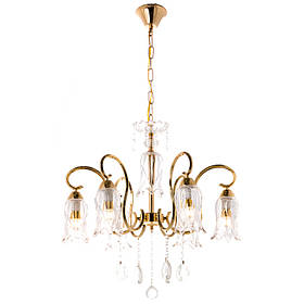 Люстра класичне золото з 6 скляними плафонами у формі тюльпана  ELISEY