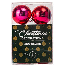Набір ялинкових куль "Святкова Мозаїка" (6 см * 12 шт, малиновий) ELISEY