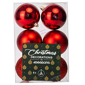 Набір ялинкових куль "Різдвяний Ритуал" (8 см * 6 шт, червоний) ELISEY