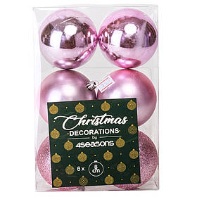 Набір ялинкових куль "Різдвяний Ритуал" (8 см * 6 шт, рожевий) ELISEY