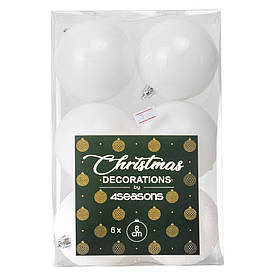 Набір ялинкових куль "Різдвяний Ритуал" (8 см * 6 шт, білий) ELISEY