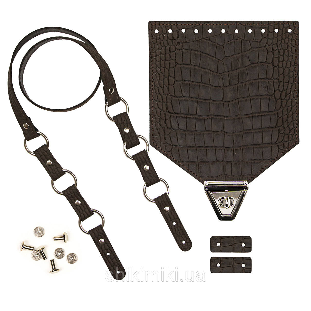 Комплект із натуральної шкіри для сумки Орео, колір Горіхова рептилія, фото 1