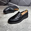 Чоловічі шкіряні лофери, туфлі чорні з натуральної шкіри на весну осінь чорного кольору для чоловіків, розмір 40 41 42 43 44 45, фото 3