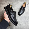 Чоловічі шкіряні лофери, туфлі чорні з натуральної шкіри на весну осінь чорного кольору для чоловіків, розмір 40 41 42 43 44 45, фото 7