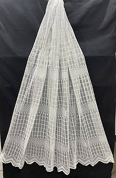 Коротка тюль сітка на метраж, білого кольору, висота 1,5 м (136-22)