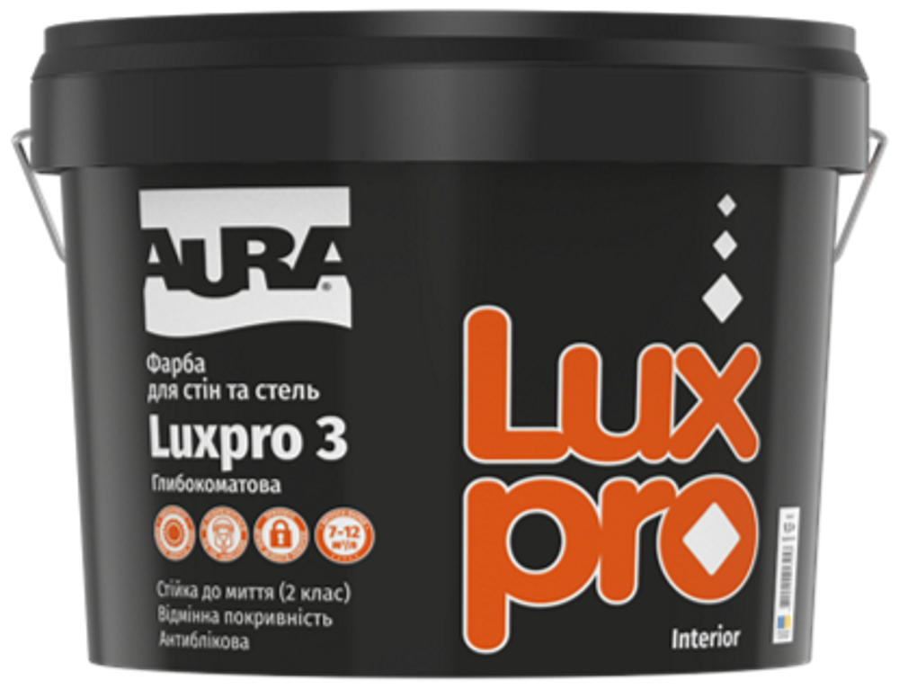 Глибокоматова фарба для стель та стін AURA Luxpro 3, білосніжна, 0,95л