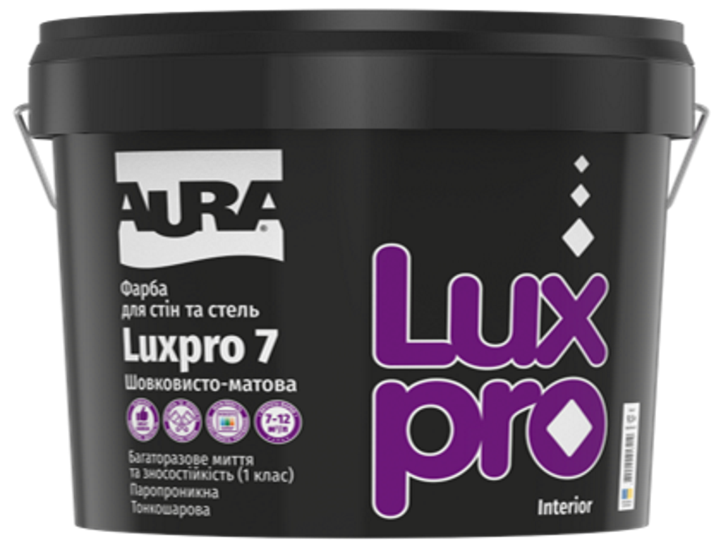 Фарба для стін шовковисто-матова AURA Luxpro 7, TR (прозора), 0,9л