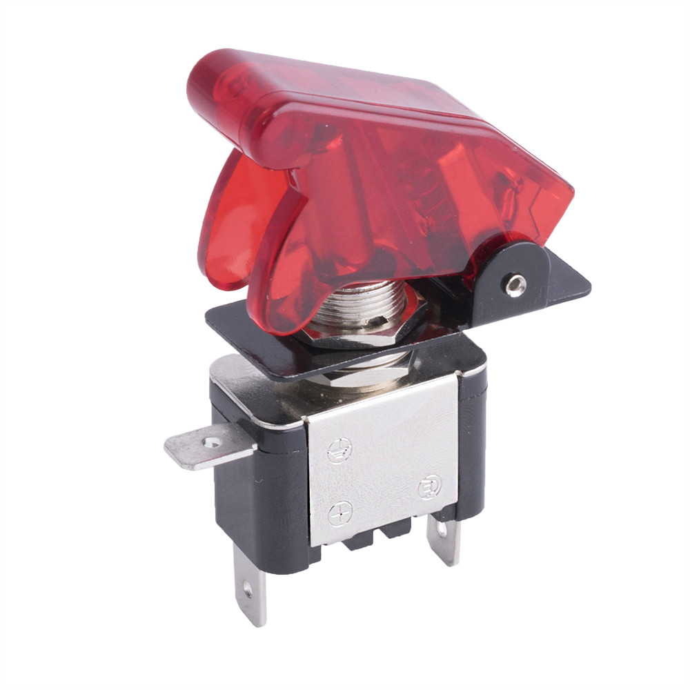 Тумблер 3-х контактний On-Off, 20A, з захисною кришкою, з підсвічуванням, фото 1