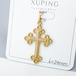 Хрест "Ажурний" без каміння, медичне золото Xuping 18К