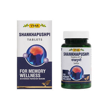 Аюрведичний препарат проти стресів та нервових розладів SHANKHA PUSHPI VYAS PH ШАНК ПУШПІ 100 таб Індія