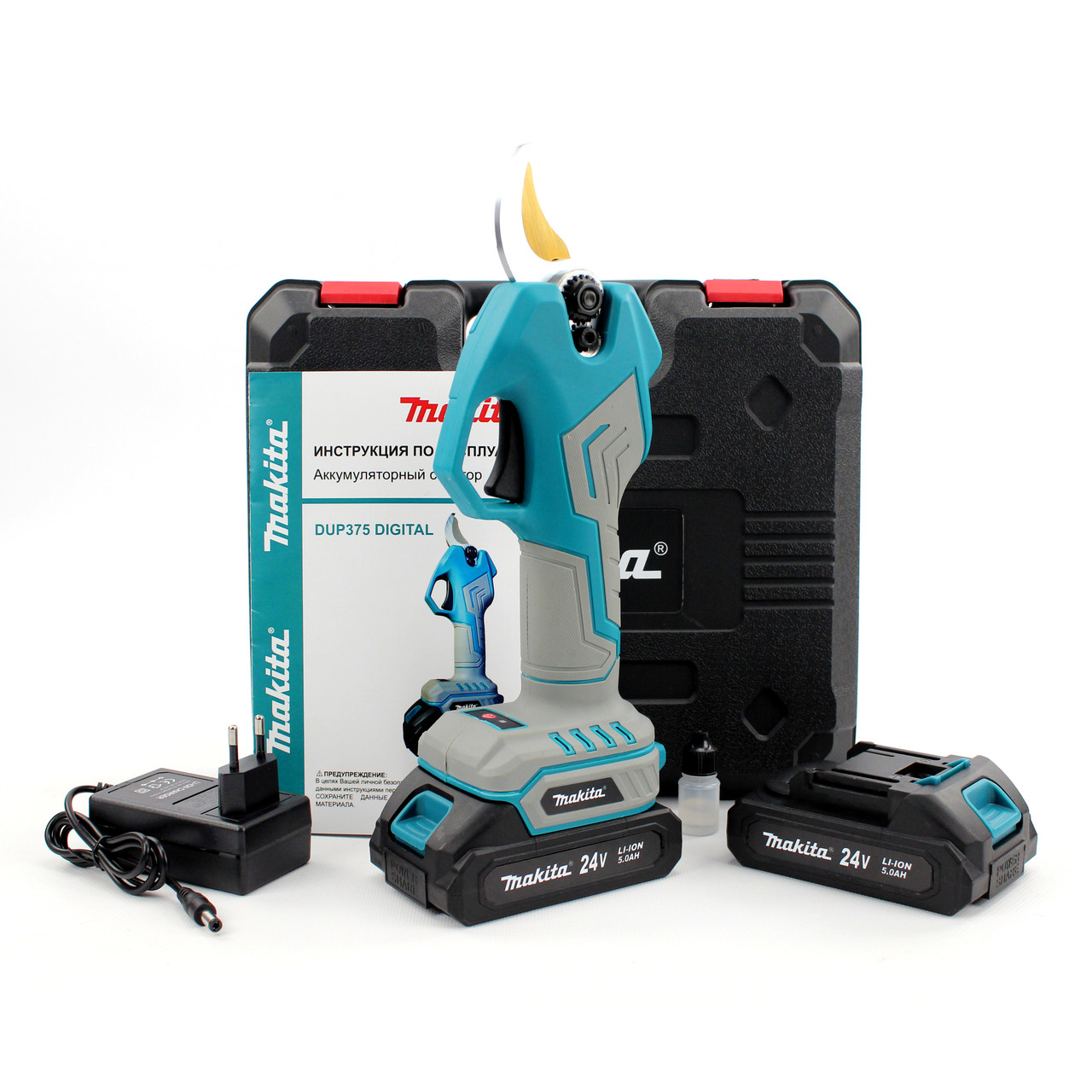 Акумуляторний секатор Makita DUP375 Digital (24V, 5AH). АКБ секатор Макіта з екраном