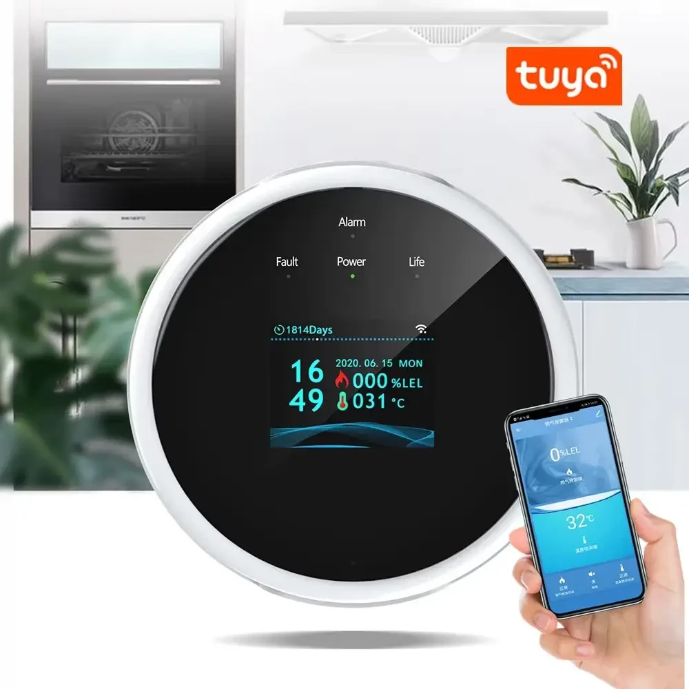 Wi-Fi датчик витоку природного газу TUYA Smart life детектор метану та пропан-бутана з сигналізацією
